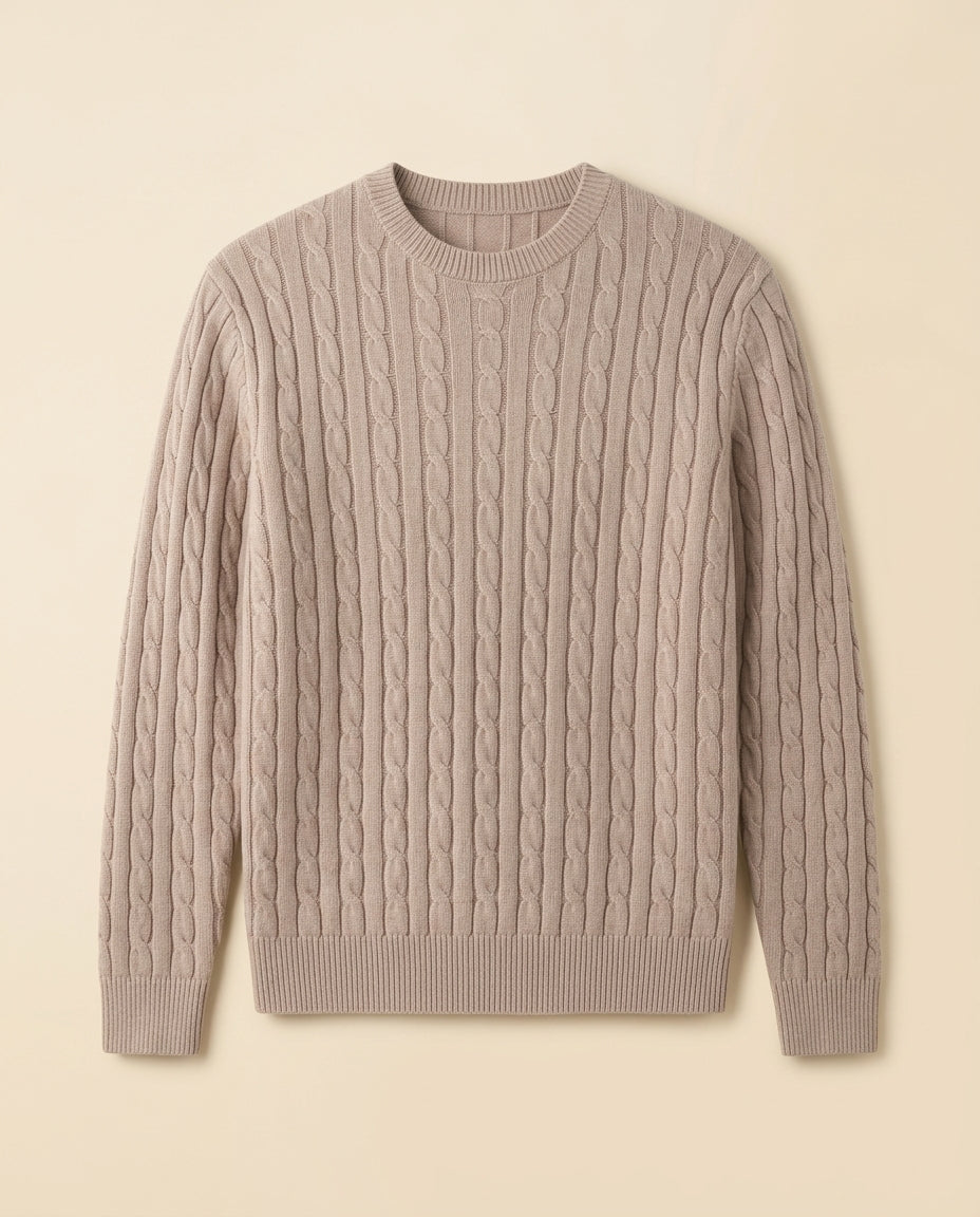 Cable knit crewneck sweater — Classic Winter