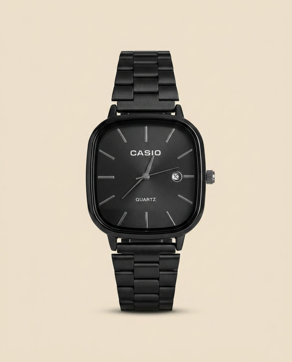 Square quartz steel watch — Timepieces