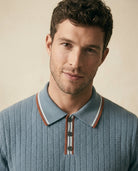 Herringbone Knit Polo Open Collar