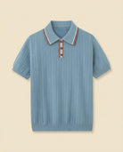 Herringbone Knit Polo Open Collar