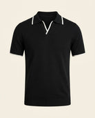 Open Collar Knit Polo Black