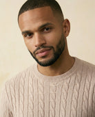 Cable Knit Crewneck Sweater Taupe