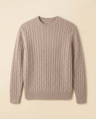 Cable Knit Crewneck Sweater Taupe