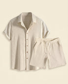 Waffle Texture Shirt & Shorts Set