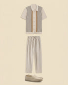 Stripe Knit Shirt & Linen Trousers Set