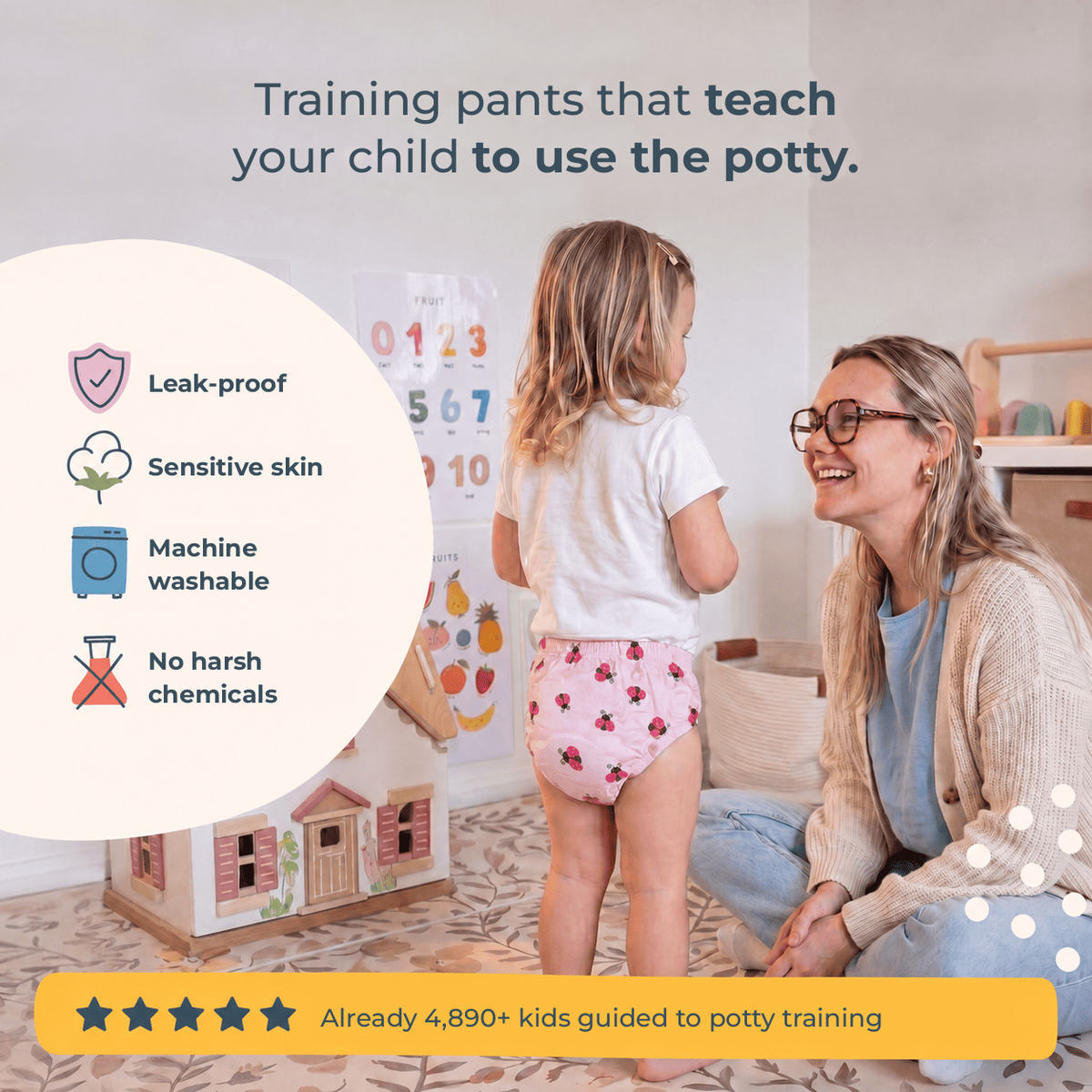Coosra potty training pants: leak-proof, gentle on sensitive skin, machine washable