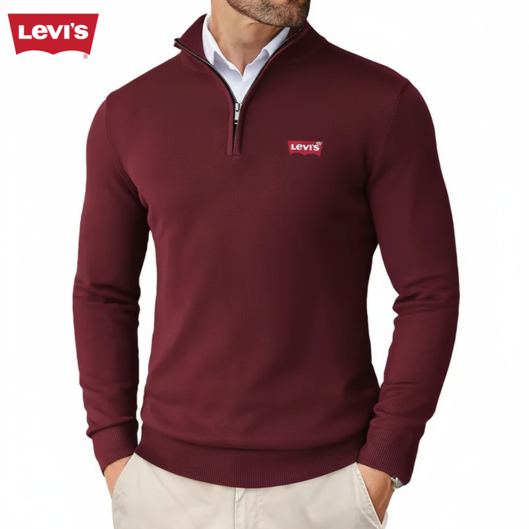 Levi’s™ Fine-Knit Quarter-Zip — Burgundy